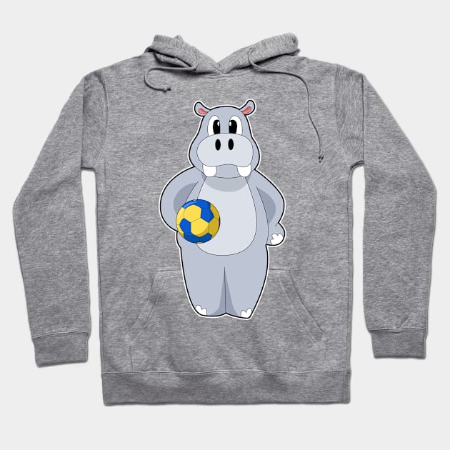 Hippo Handball player Handball Hoodie by Markus Schnabel